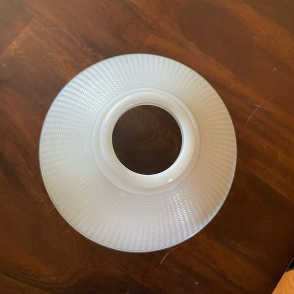 Vintage Mid Century Textured White Glass Lamp Shade - Picture 3 of 7